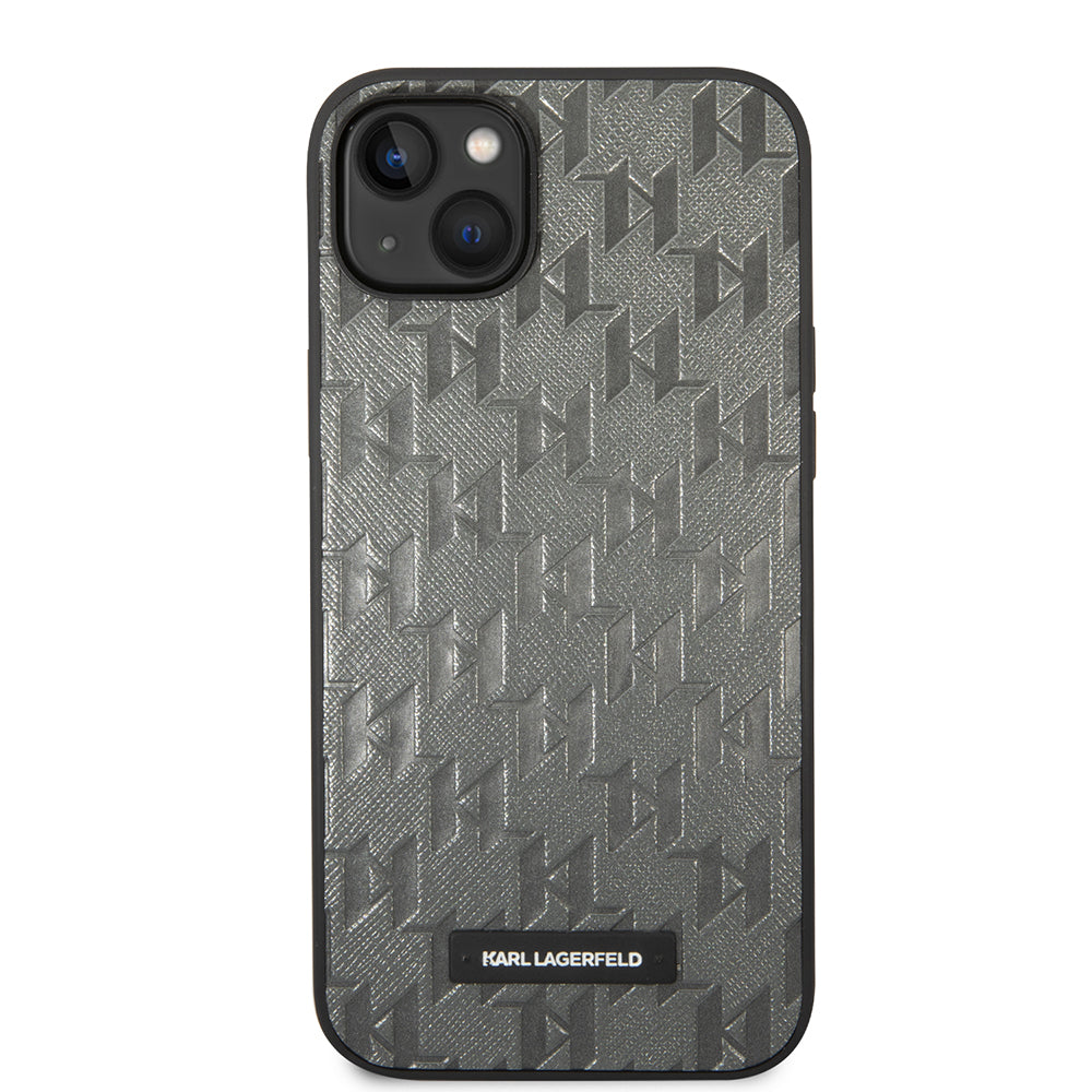 Θήκη για Apple iPhone 14 Plus, Karl Lagerfeld, Saffiano Monogram Metal Logo, Γκρι