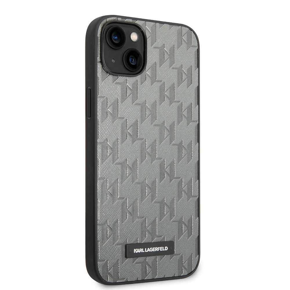 Θήκη για Apple iPhone 14 Plus, Karl Lagerfeld, Saffiano Monogram Metal Logo, Γκρι