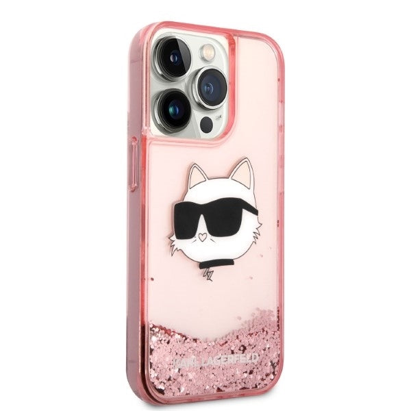 Θήκη για Apple iPhone 14 Pro, Karl Lagerfeld, Glitter Choupette's Head, Ροζ