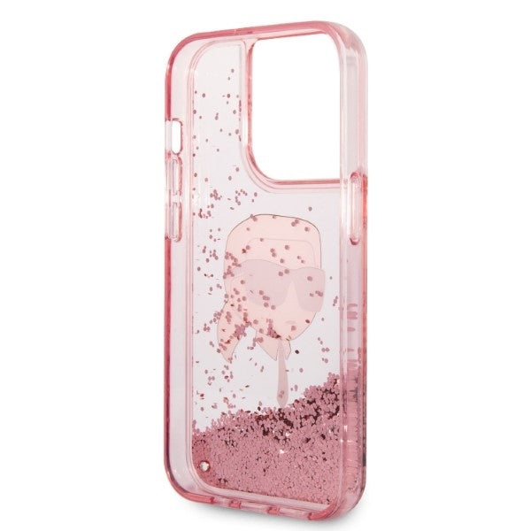 Θήκη για Apple iPhone 14 Pro, Karl Lagerfeld, Glitter Karl's Head, Ροζ