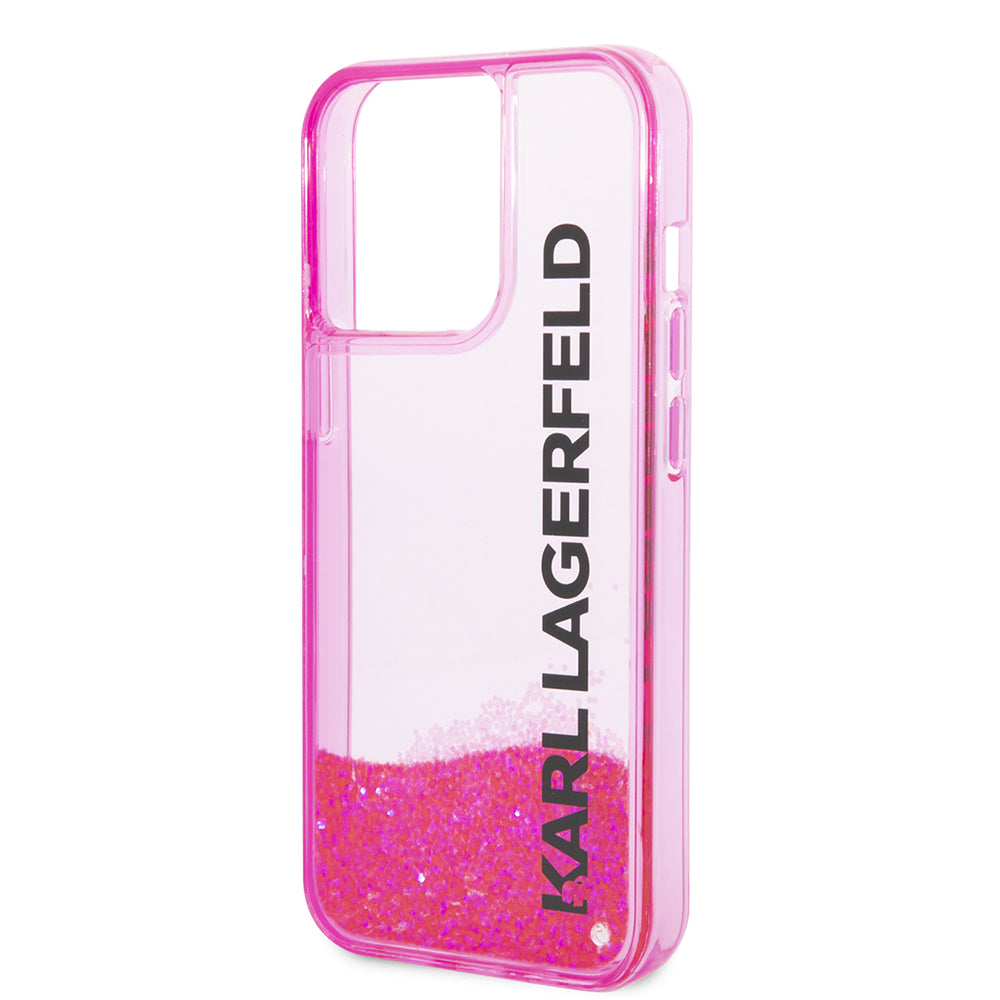 Θήκη για Apple iPhone 14 Pro, Karl Lagerfeld, Liquid Glitter KL Logo, Ροζ