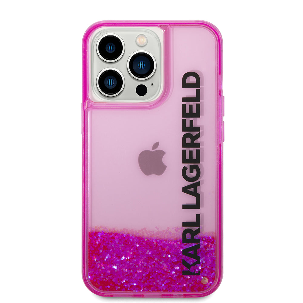 Θήκη για Apple iPhone 14 Pro, Karl Lagerfeld, Liquid Glitter KL Logo, Ροζ