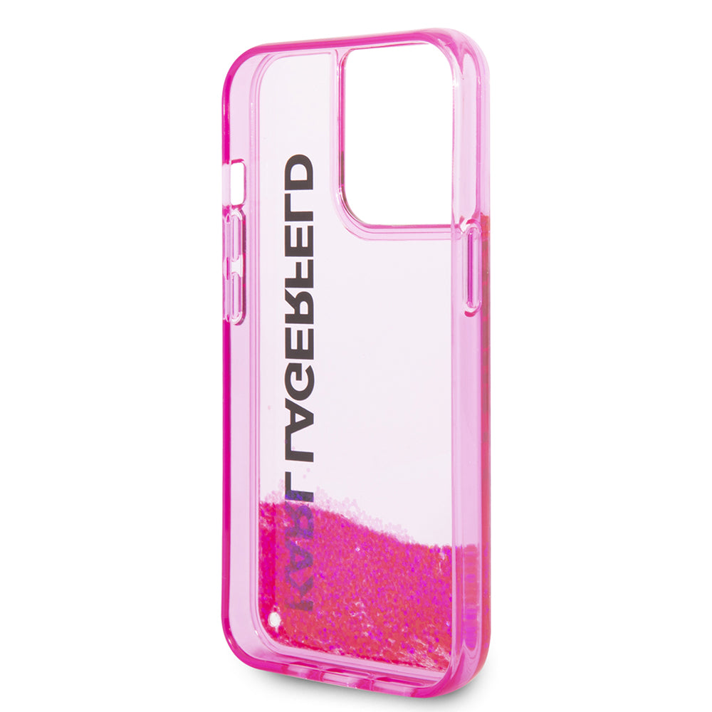 Θήκη για Apple iPhone 14 Pro, Karl Lagerfeld, Liquid Glitter KL Logo, Ροζ