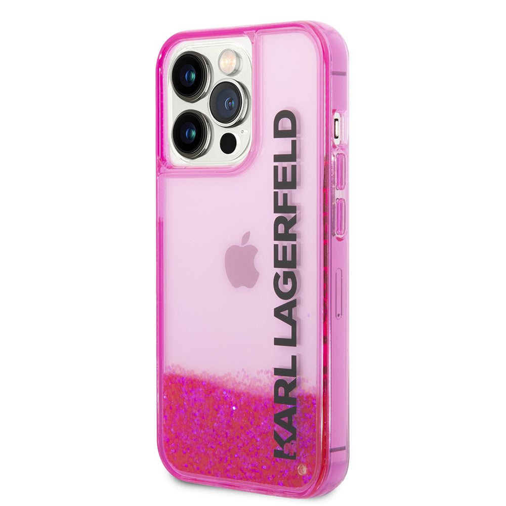 Θήκη για Apple iPhone 14 Pro, Karl Lagerfeld, Liquid Glitter KL Logo, Ροζ