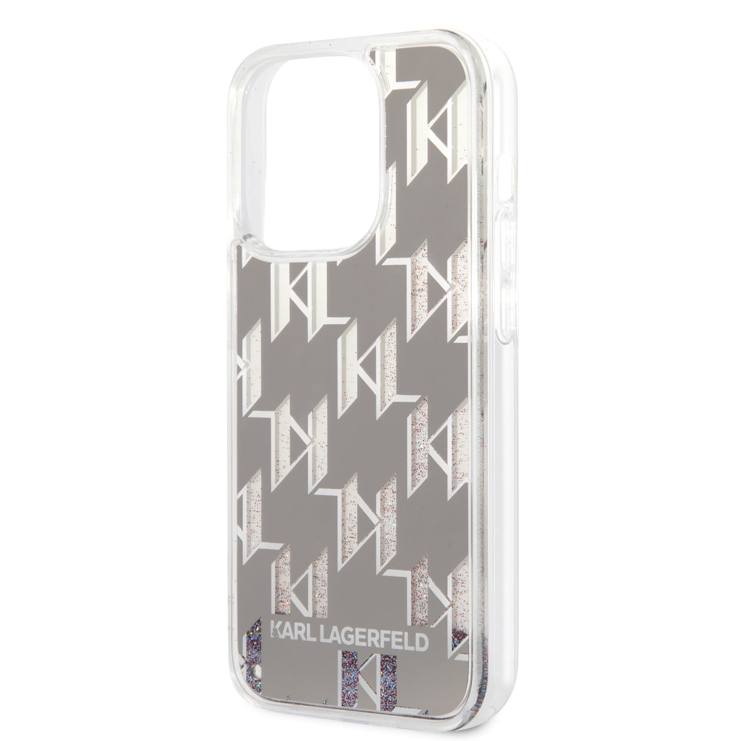 Θήκη για Apple iPhone 14 Pro, Karl Lagerfeld, Liquid Glitter Monogram, Ασημί