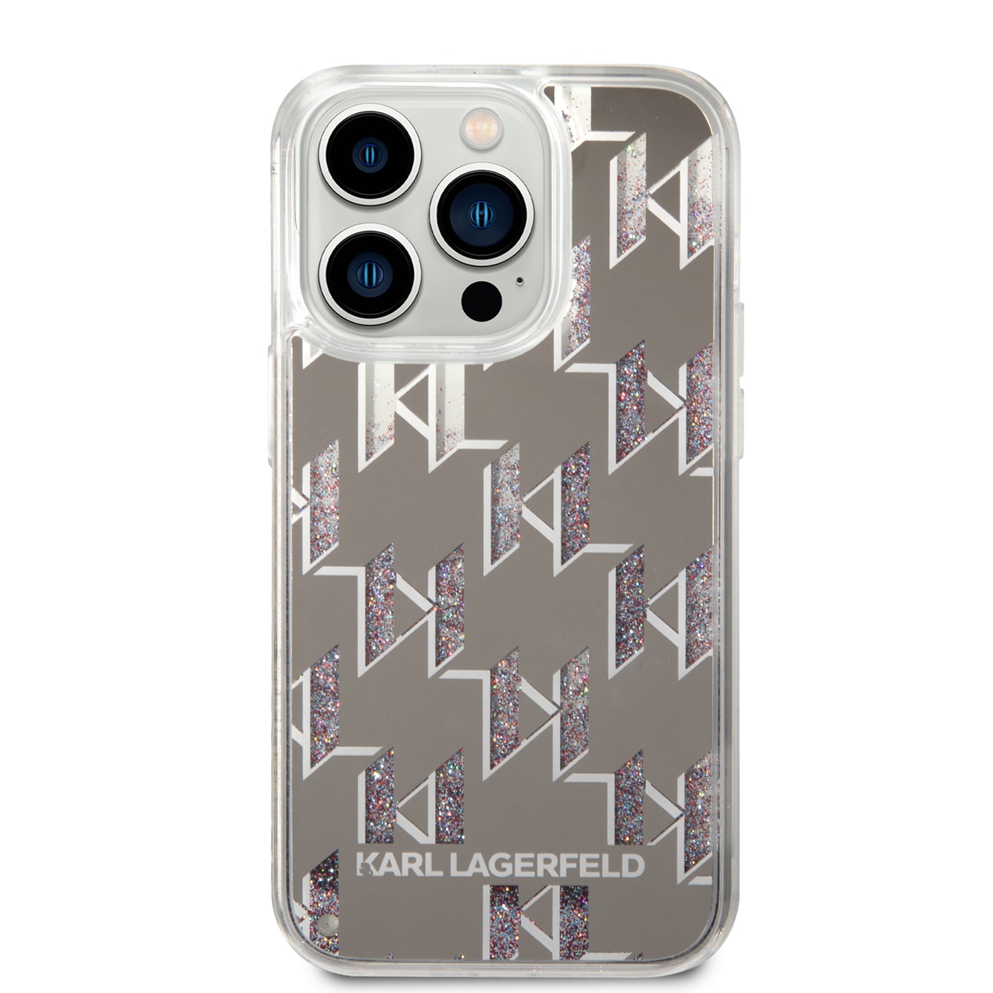 Θήκη για Apple iPhone 14 Pro, Karl Lagerfeld, Liquid Glitter Monogram, Ασημί