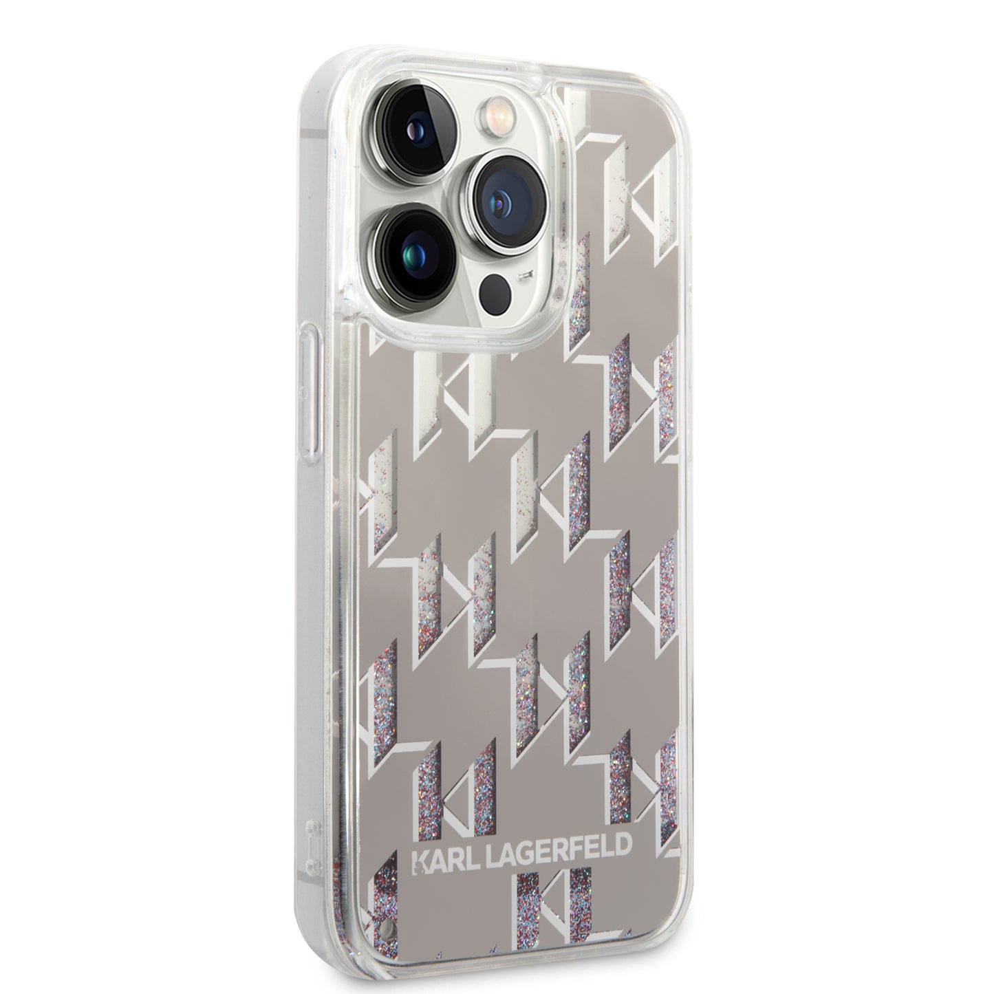 Θήκη για Apple iPhone 14 Pro, Karl Lagerfeld, Liquid Glitter Monogram, Ασημί