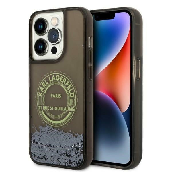 Θήκη για Apple iPhone 14 Pro, Karl Lagerfeld, Liquid Glitter RSG, Μαύρη
