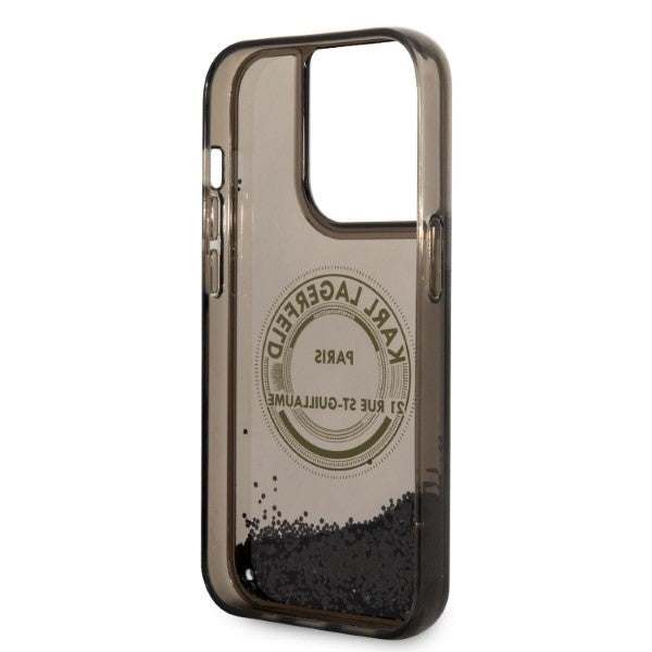 Θήκη για Apple iPhone 14 Pro, Karl Lagerfeld, Liquid Glitter RSG, Μαύρη