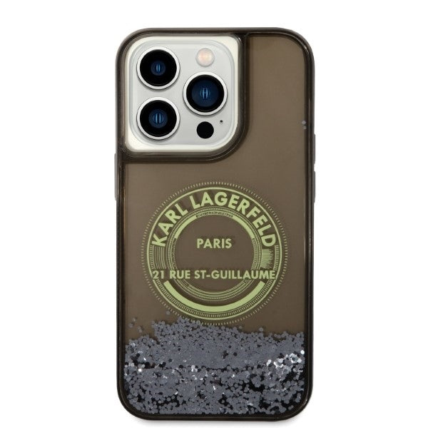 Θήκη για Apple iPhone 14 Pro, Karl Lagerfeld, Liquid Glitter RSG, Μαύρη