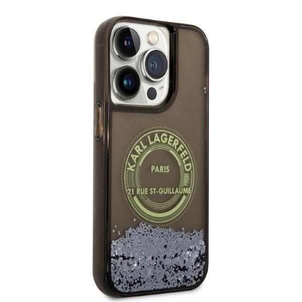 Θήκη για Apple iPhone 14 Pro, Karl Lagerfeld, Liquid Glitter RSG, Μαύρη