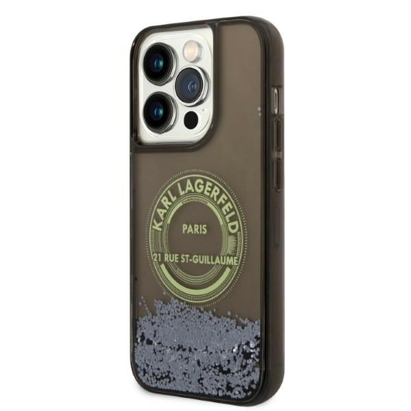Θήκη για Apple iPhone 14 Pro, Karl Lagerfeld, Liquid Glitter RSG, Μαύρη