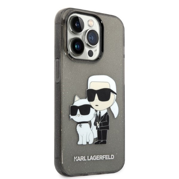 Θήκη για Apple iPhone 14 Pro Max, Karl Lagerfeld, Glitter Karl & Choupette, Μαύρη