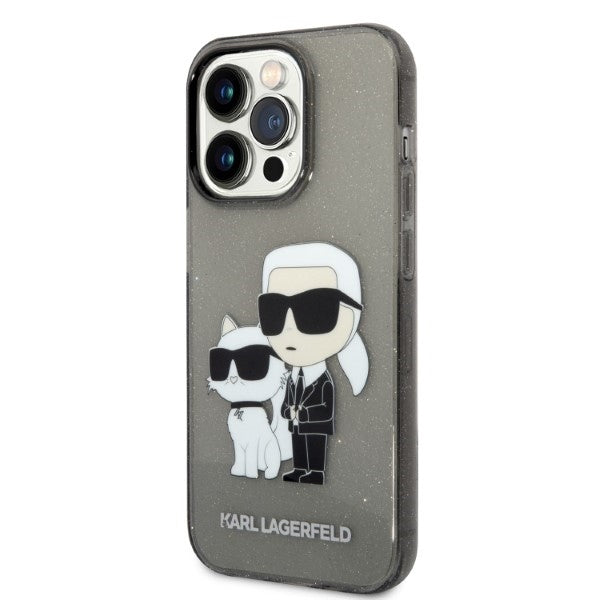 Θήκη για Apple iPhone 14 Pro Max, Karl Lagerfeld, Glitter Karl & Choupette, Μαύρη