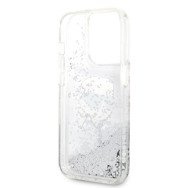 Θήκη για Apple iPhone 14 Pro Max, Karl Lagerfeld, Glitter Karl's Head, Ασημί