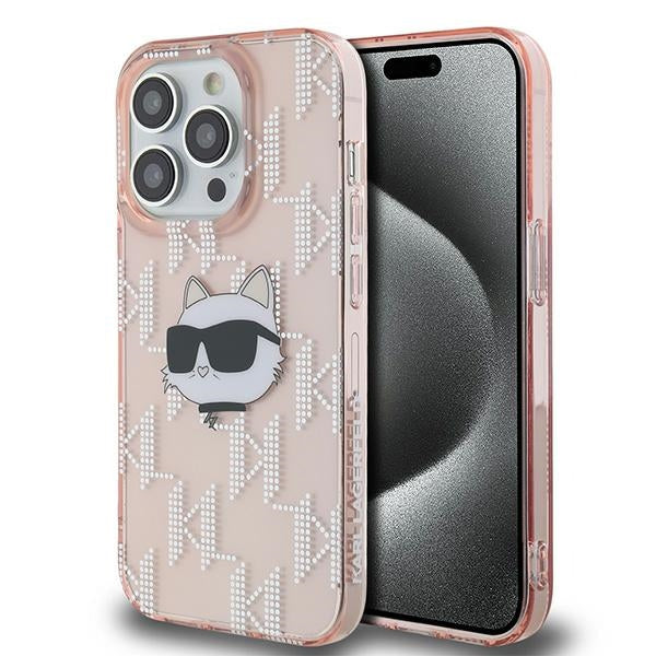 Θήκη για Apple iPhone 14 Pro Max, Karl Lagerfeld, IML Luxury Monogram Choupette's Head, Ροζ