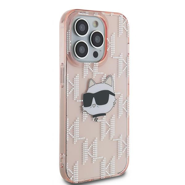 Θήκη για Apple iPhone 14 Pro Max, Karl Lagerfeld, IML Luxury Monogram Choupette's Head, Ροζ