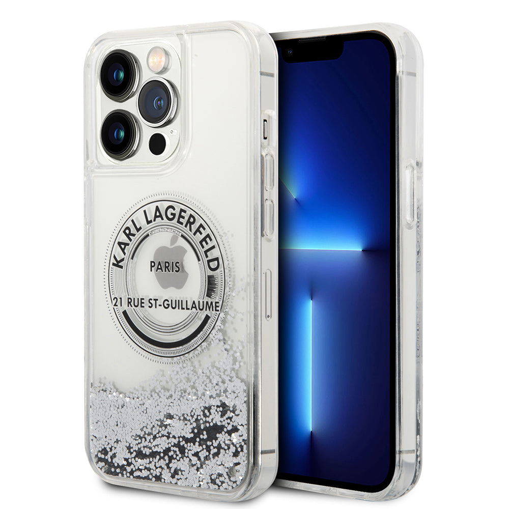 Θήκη για Apple iPhone 14 Pro Max, Karl Lagerfeld, Liquid Glitter RSG, Ασημί