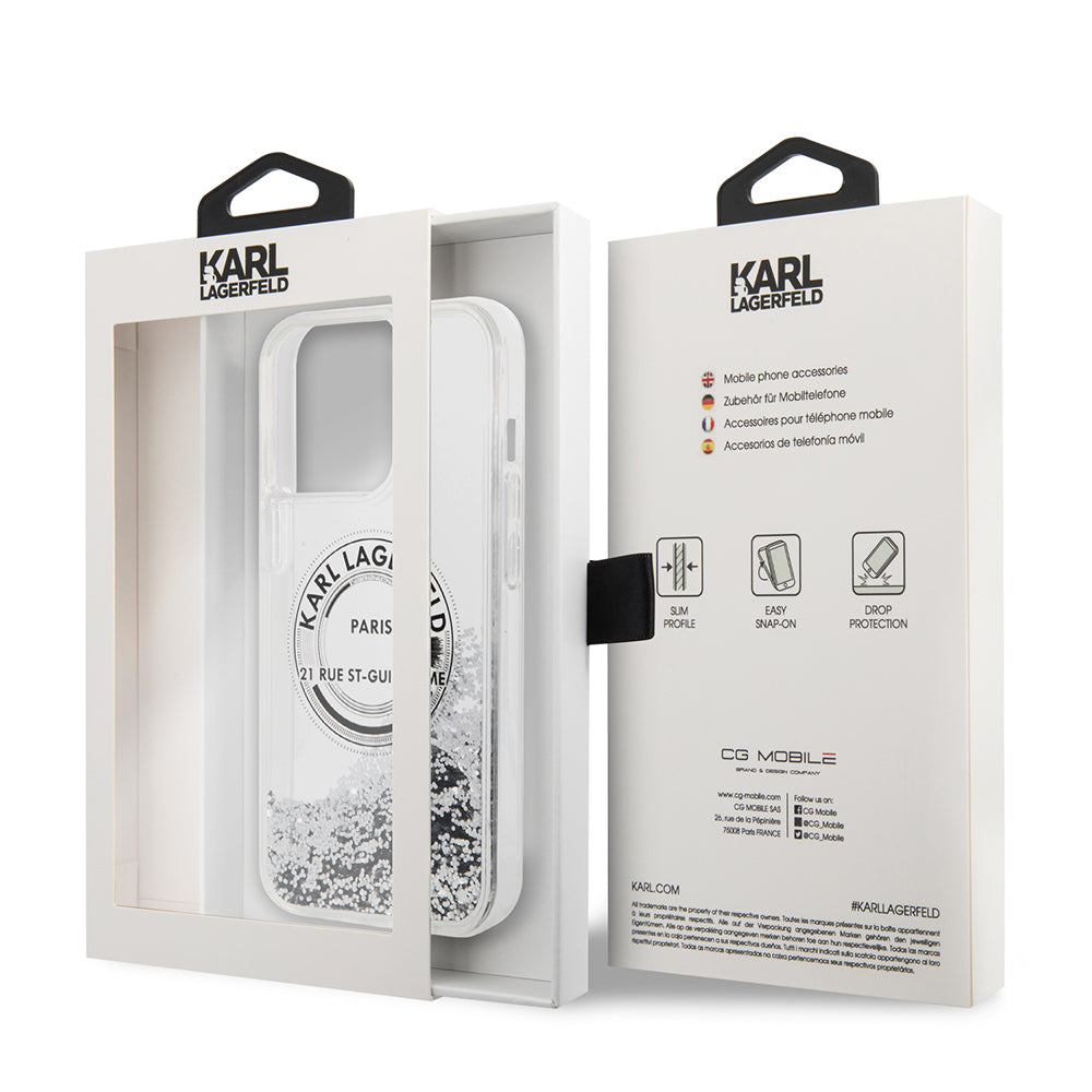 Θήκη για Apple iPhone 14 Pro Max, Karl Lagerfeld, Liquid Glitter RSG, Ασημί