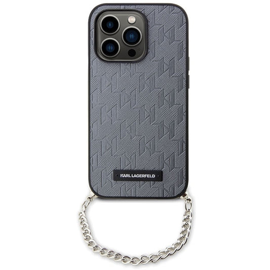 Θήκη για Apple iPhone 14 Pro Max, Karl Lagerfeld, Saffiano Monogram Chain, Ασημί