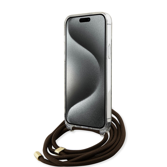 Θήκη για Apple iPhone 15, Guess, 4G IML Printed Crossbody, Καφέ