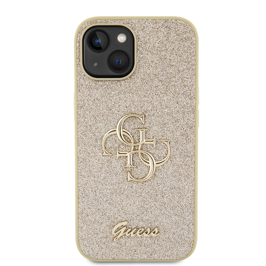 Θήκη για Apple iPhone 15, Guess, Glitter Big 4G Script, Χρυσή