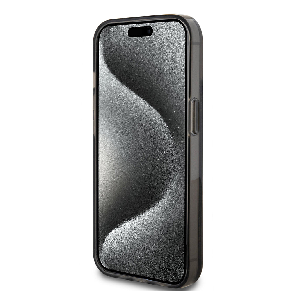 Θήκη για Apple iPhone 15, Guess, Liquid Glitter Gold Stripes, Μαύρη
