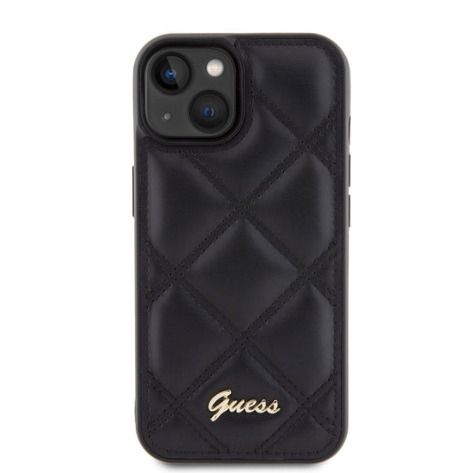 Θήκη για Apple iPhone 15, Guess, Quilted Metal Logo, Μαύρη