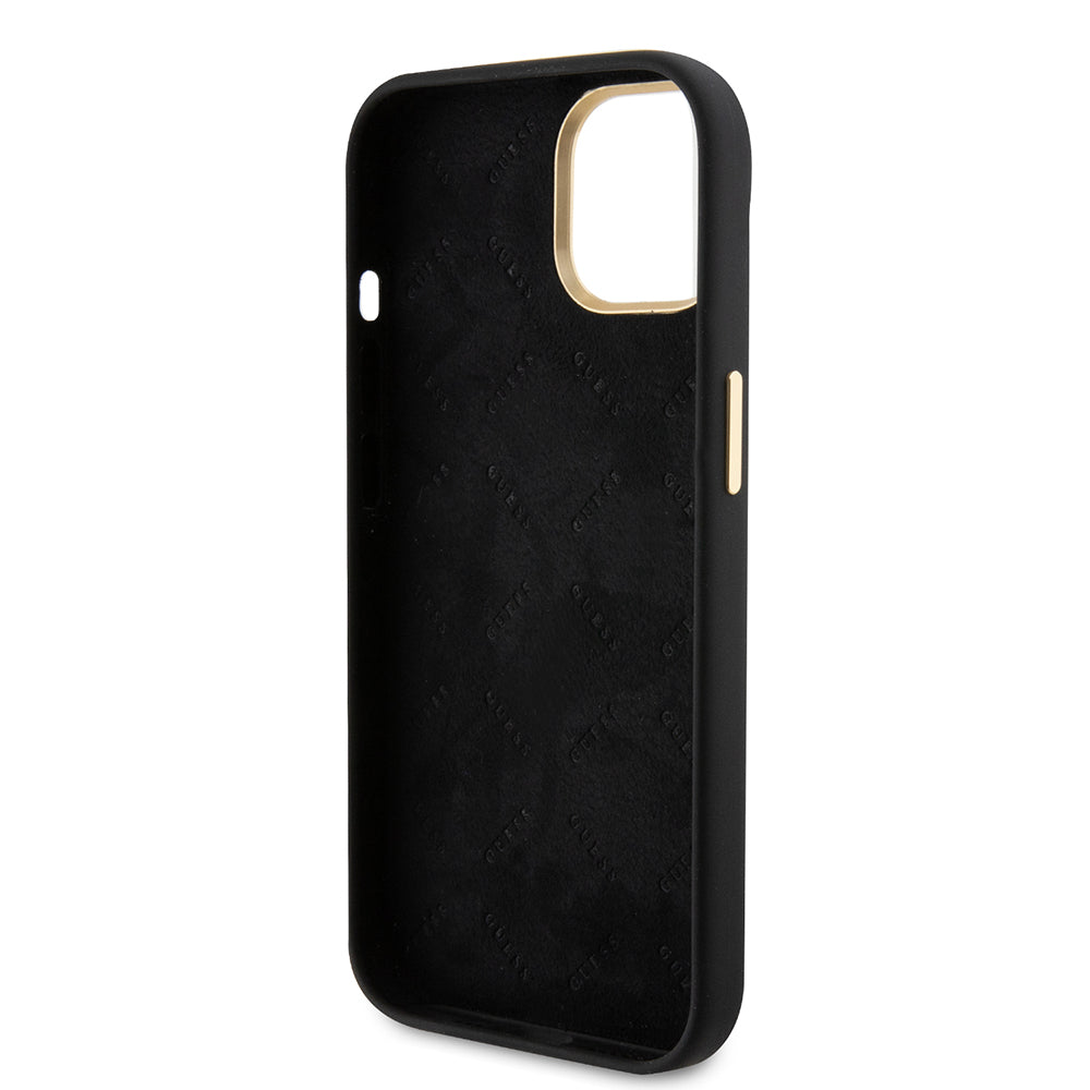 Θήκη για Apple iPhone 15, Guess, Script Metal Logo & Frame, Μαύρη