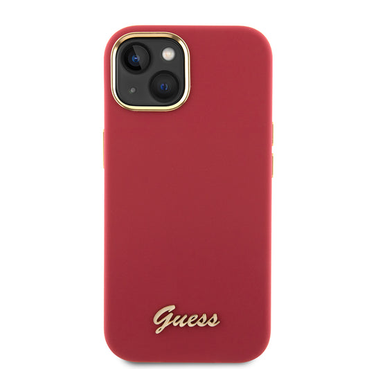 Θήκη για Apple iPhone 15, Guess, Script Metal Logo & Frame, Ροζ