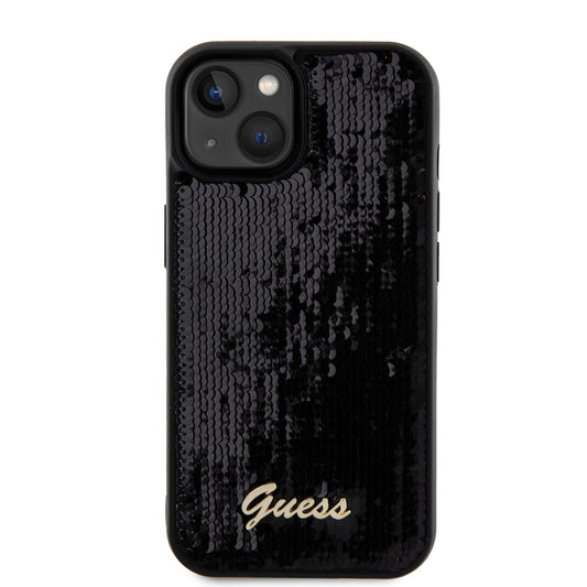 Θήκη για Apple iPhone 15, Guess, Sequin Script Metal, Μαύρη