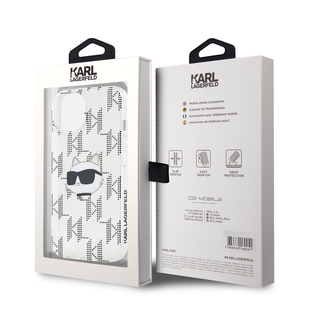 Θήκη για Apple iPhone 15, Karl Lagerfeld, IML Electroplated Choupette Head, Διάφανη