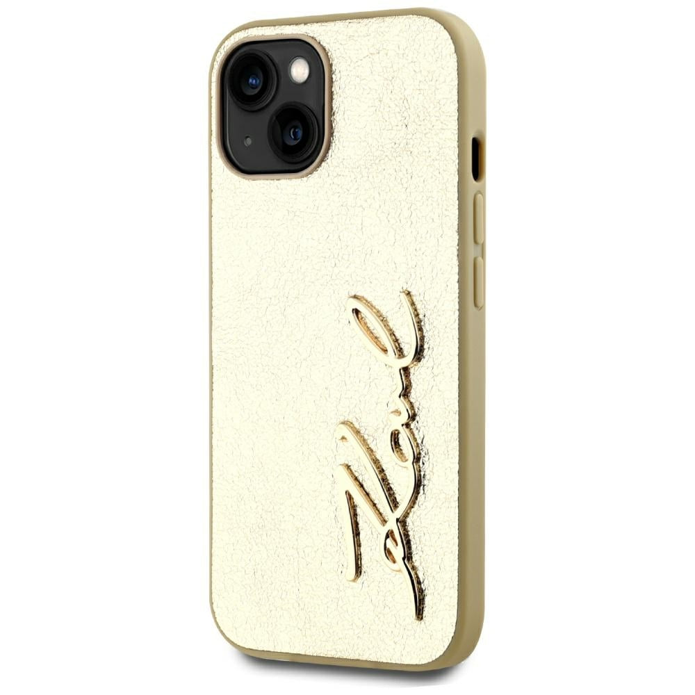 Θήκη για Apple iPhone 15, Karl Lagerfeld, Metal Signature, Χρυσή