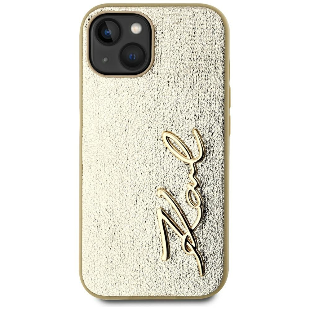 Θήκη για Apple iPhone 15, Karl Lagerfeld, Metal Signature, Χρυσή