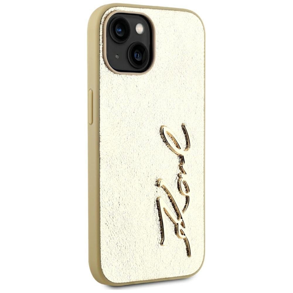 Θήκη για Apple iPhone 15, Karl Lagerfeld, Metal Signature, Χρυσή