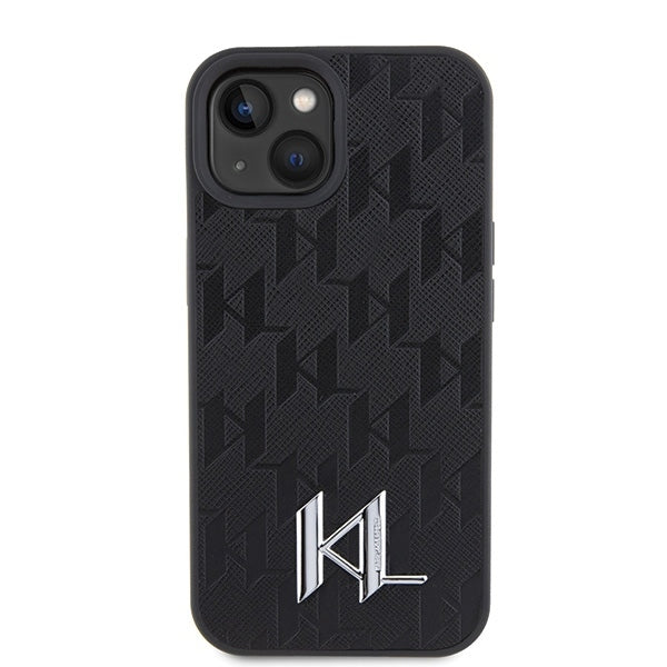 Θήκη για Apple iPhone 15, Karl Lagerfeld, Monogram Hot Stamp Metal Logo, Μαύρη