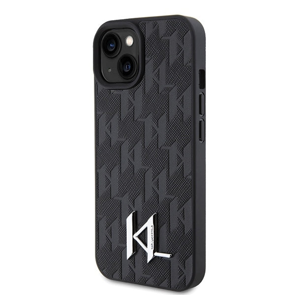 Θήκη για Apple iPhone 15, Karl Lagerfeld, Monogram Hot Stamp Metal Logo, Μαύρη