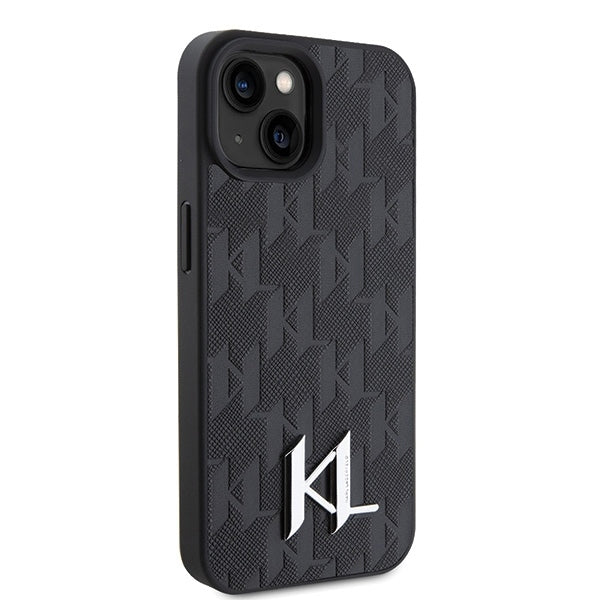 Θήκη για Apple iPhone 15, Karl Lagerfeld, Monogram Hot Stamp Metal Logo, Μαύρη
