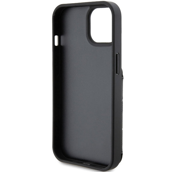 Θήκη για Apple iPhone 15, Karl Lagerfeld, Saffiano Cardslots and Stand Monogram Choupette, Μαύρη