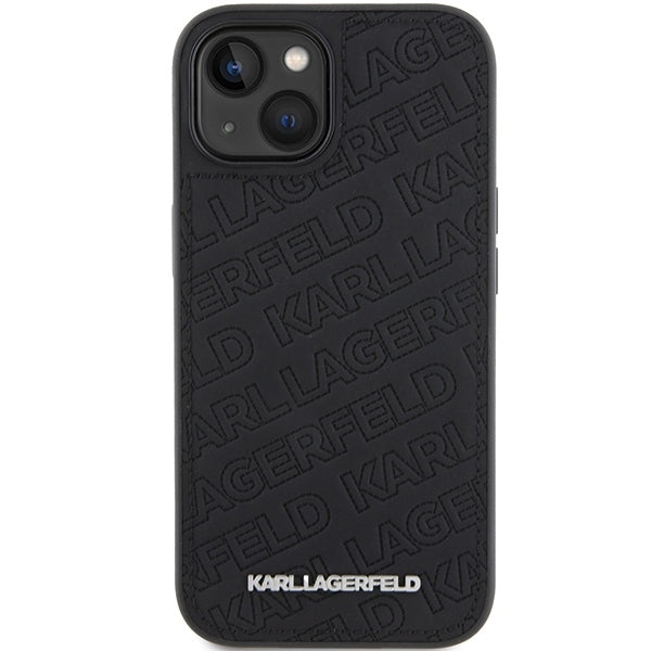 Case for Apple iPhone 15 Plus, Karl Lagerfeld, Diagonal Quilted K Pattern, Black