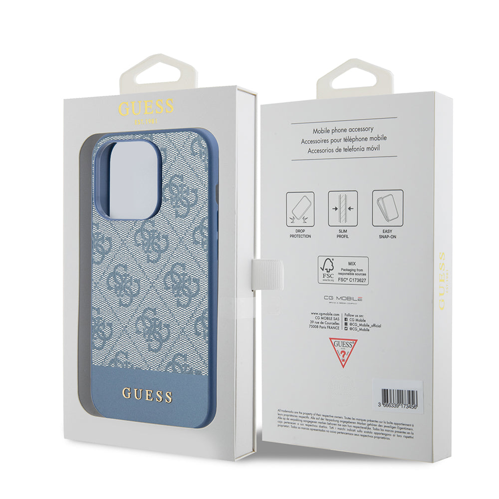 Case for Apple iPhone 15 Pro, Guess, 4G Stripe, Blue