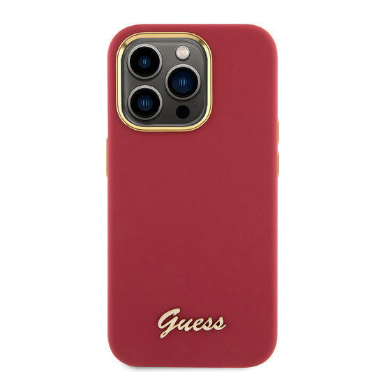 Θήκη για Apple iPhone 15 Pro, Guess, Script Metal Logo & Frame, Ροζ