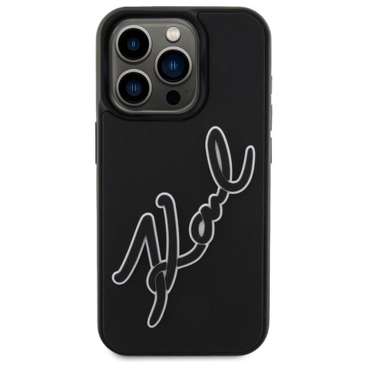 Case for Apple iPhone 15 Pro, Karl Lagerfeld, 3D Rubber Signature, Black