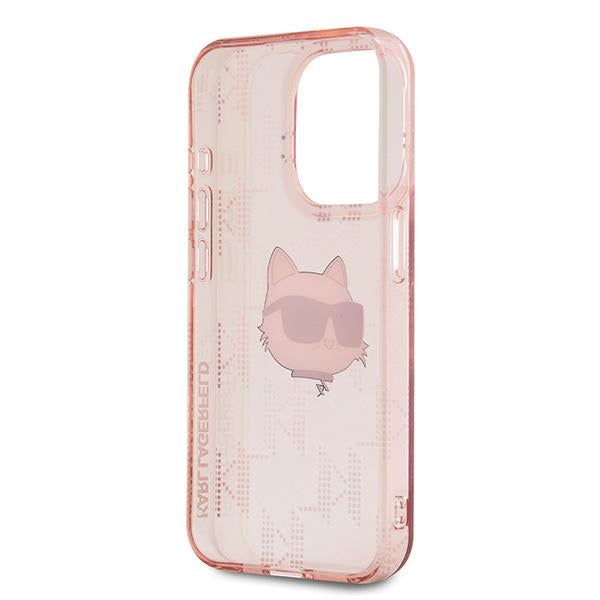 Θήκη για Apple iPhone 15 Pro, Karl Lagerfeld, IML Luxury Monogram Choupette's Head, Ροζ