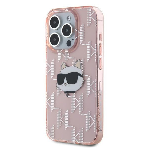 Θήκη για Apple iPhone 15 Pro, Karl Lagerfeld, IML Luxury Monogram Choupette's Head, Ροζ