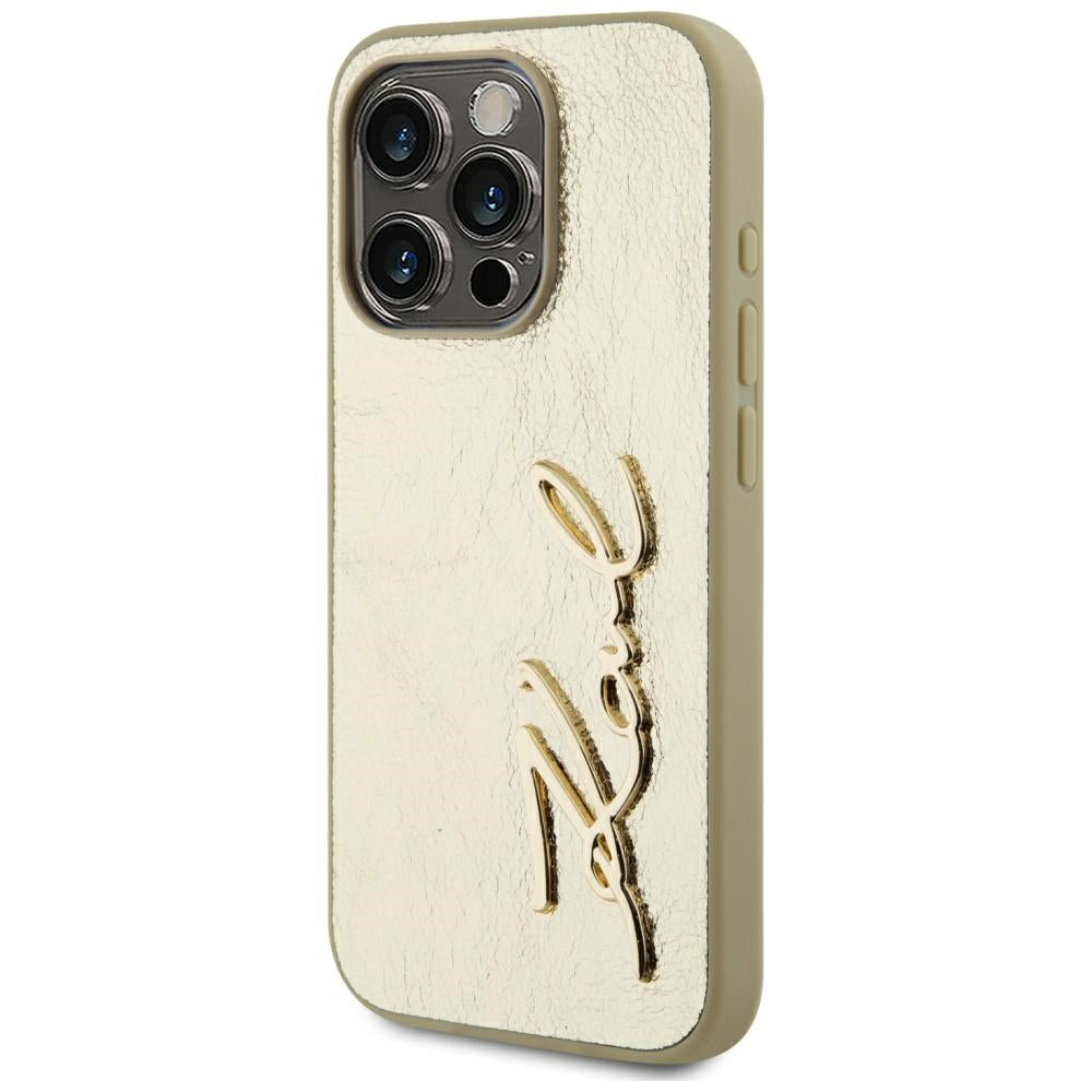 Θήκη για Apple iPhone 15 Pro, Karl Lagerfeld, Metal Signature, Χρυσή