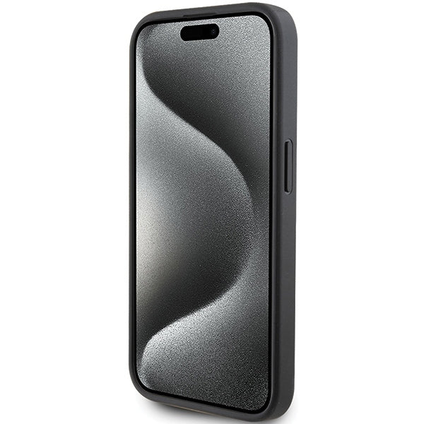 Θήκη για Apple iPhone 15 Pro, Karl Lagerfeld, Saffiano Card Slot Metal Karl & Choupette, Μαύρη