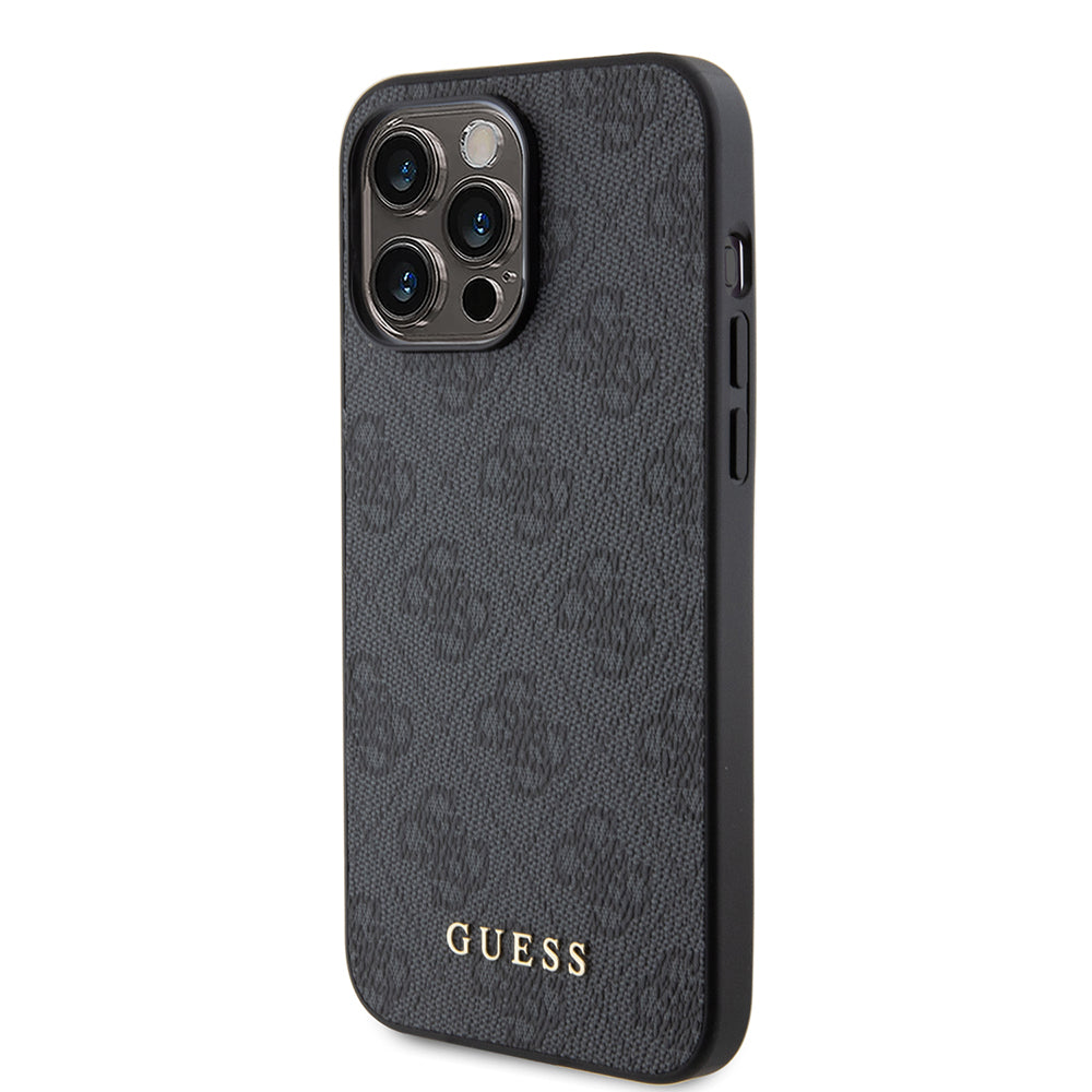 Θήκη για Apple iPhone 15 Pro Max, Guess, 4G Metal Gold Logo, Γκρι