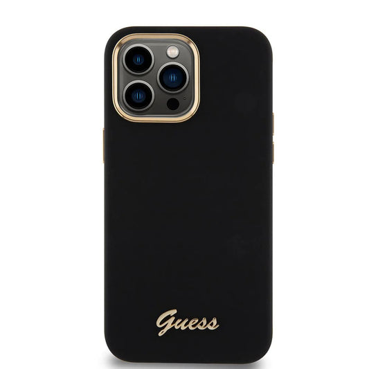 Θήκη για Apple iPhone 15 Pro Max, Guess, Script Metal Logo & Frame, Μαύρη