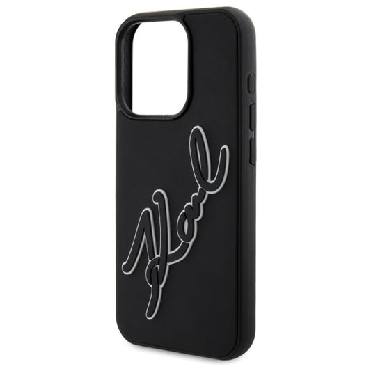 Θήκη για Apple iPhone 15 Pro Max, Karl Lagerfeld, 3D Rubber Signature, Μαύρη